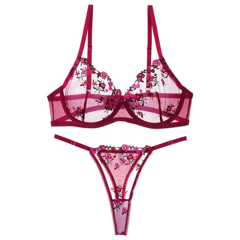 Floral Temptation" See-Through Lace Set
