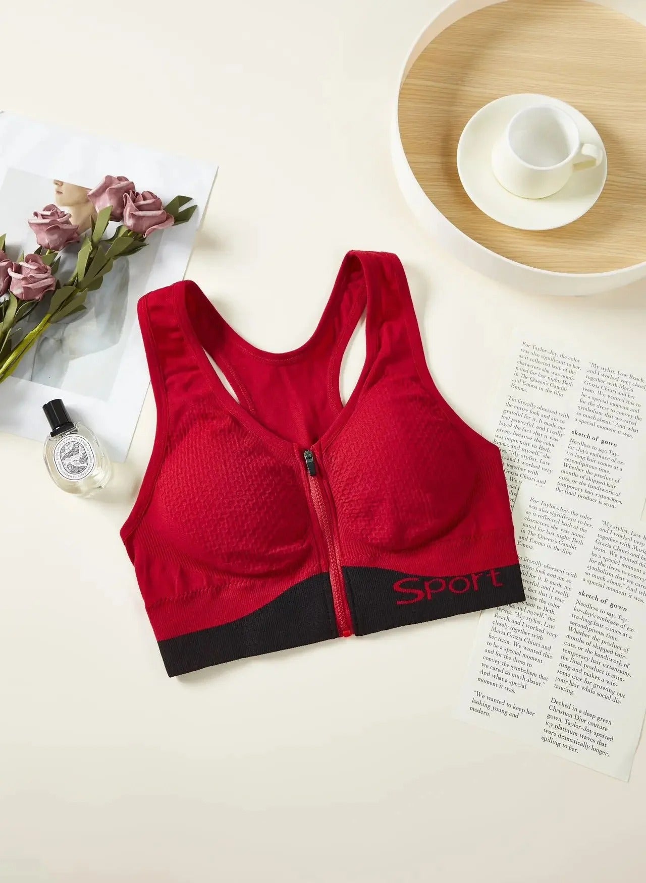 Front Zipper Cross Back Women's Bra Running Fitness