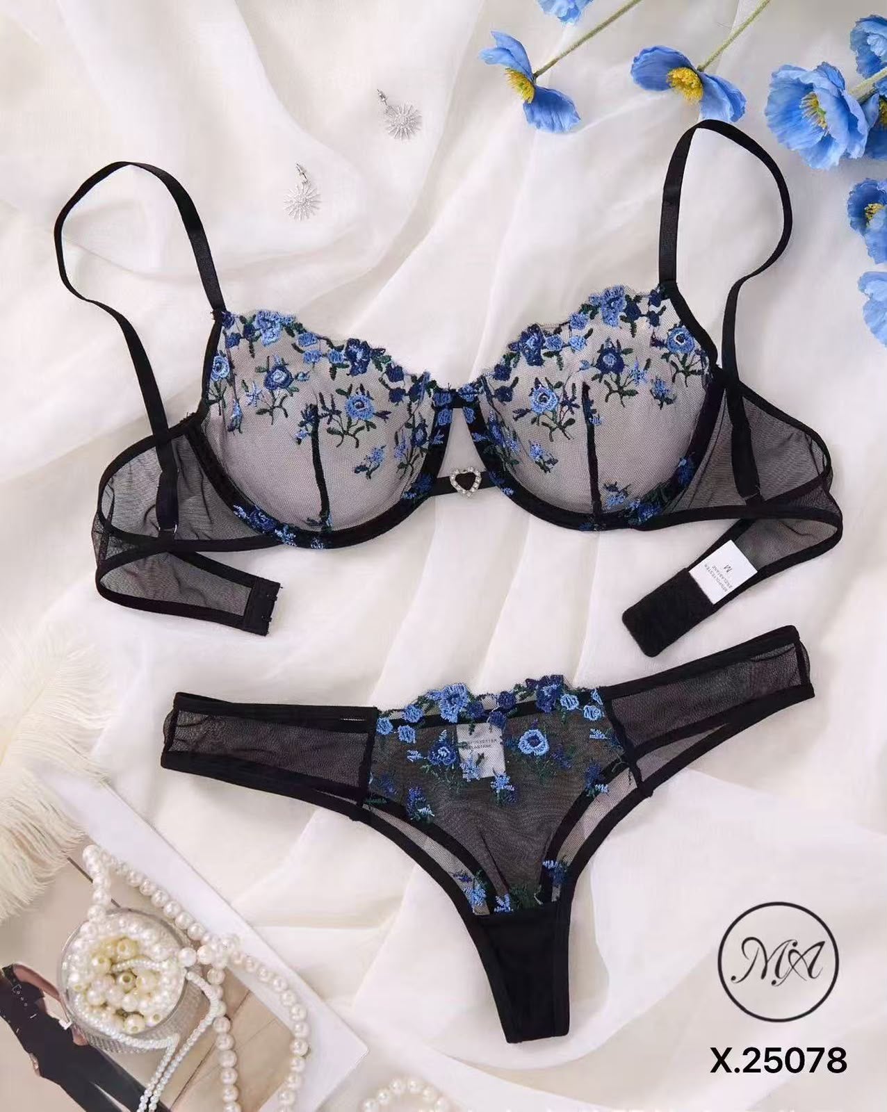 Scarlet Shadow Sheer Floral Lace Set