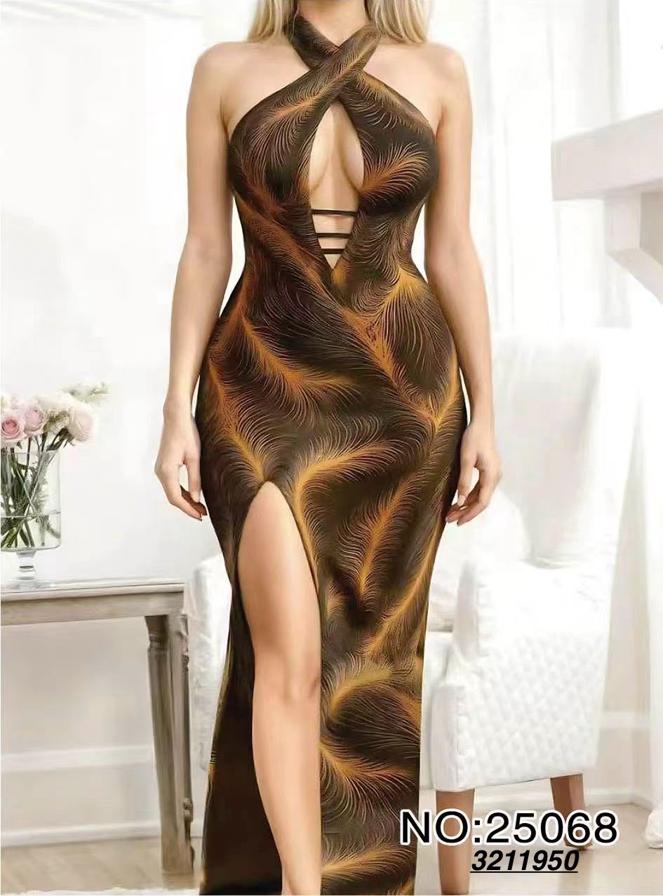 Ember Wrap Halter Gown