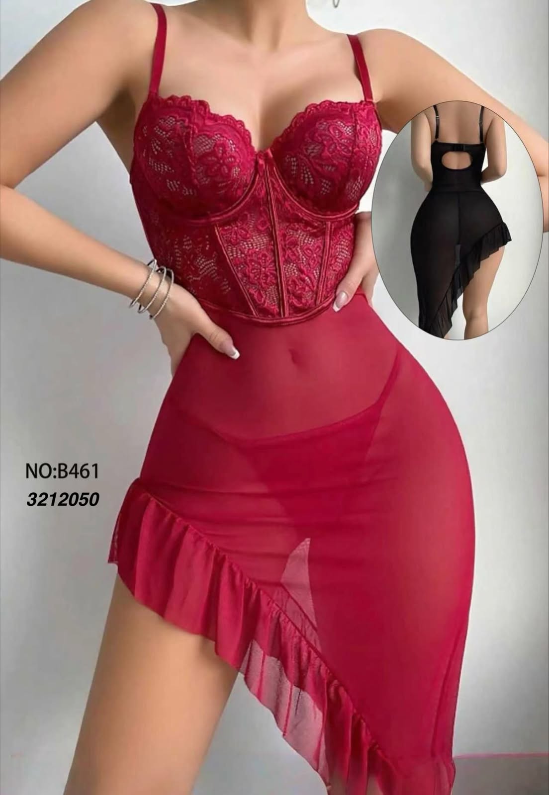 Rosette Lace Corset Asymmetric Dress