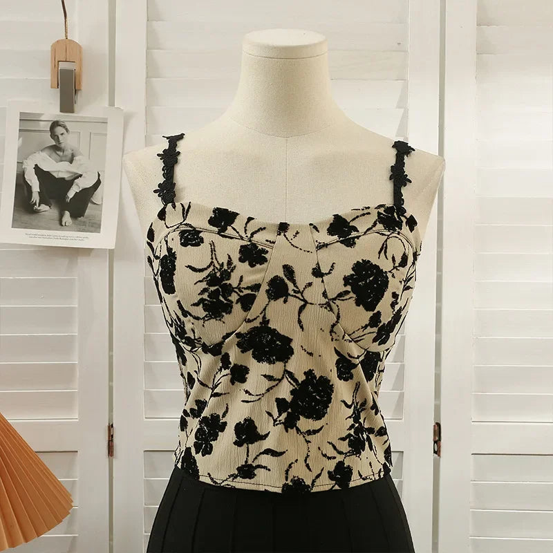 New Chic Floral Print Tanks Top Korean Fashion Camisole