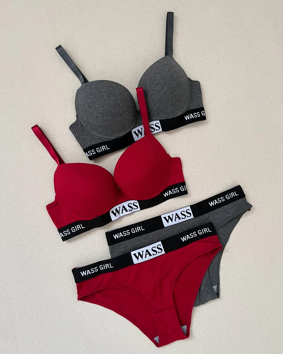 Wass Girl Letter Print Push-up Bra Set