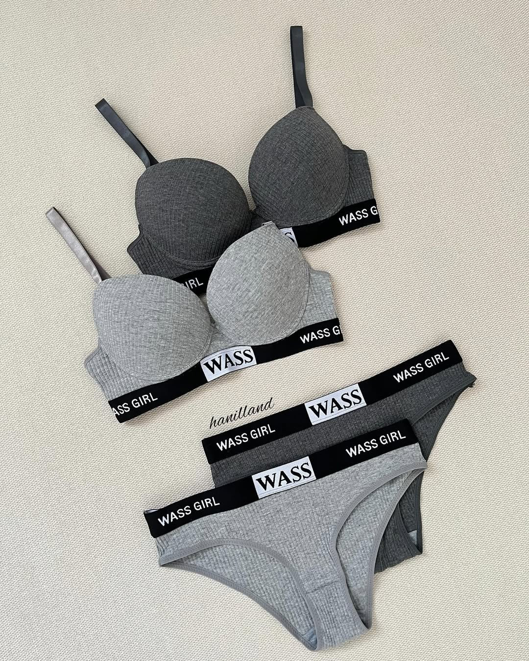 Wass Girl Letter Print Push-up Bra Set