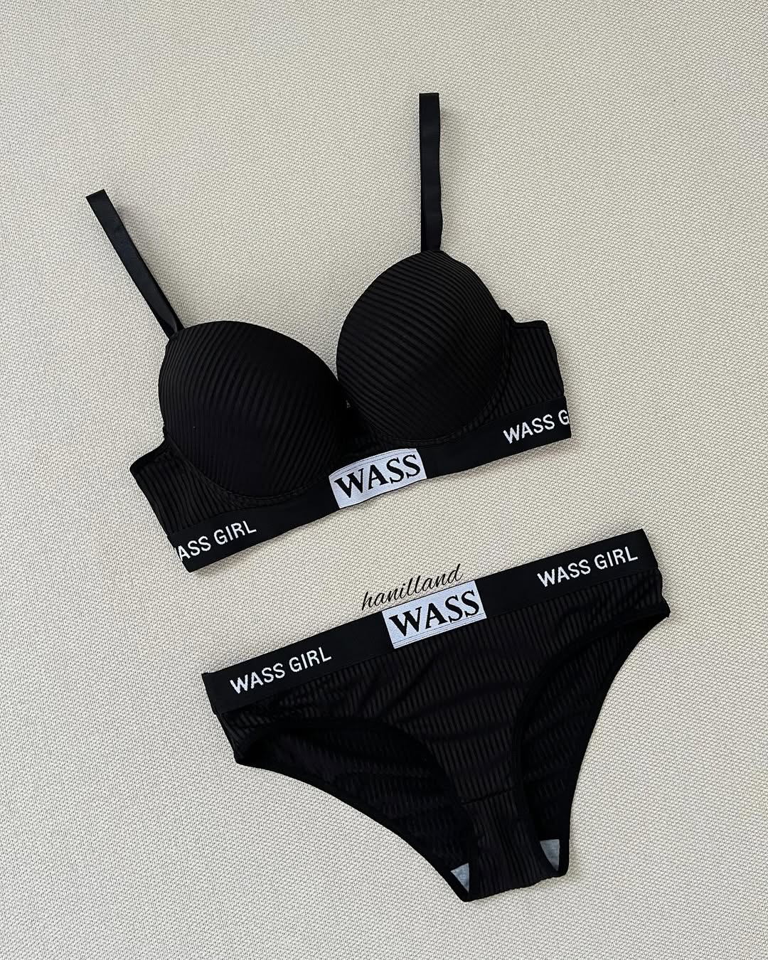 Wass Girl Letter Print Push-up Bra Set
