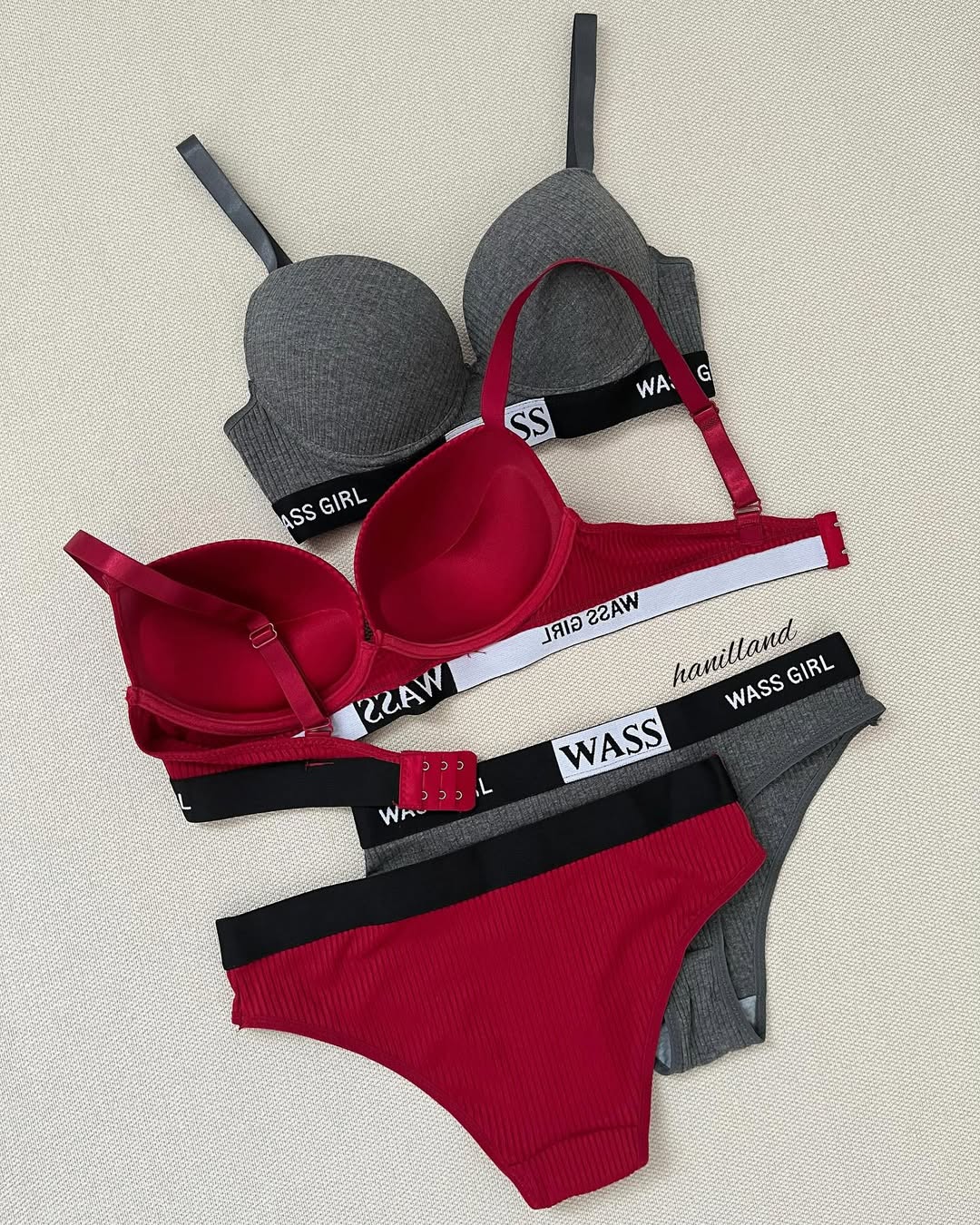 Wass Girl Letter Print Push-up Bra Set