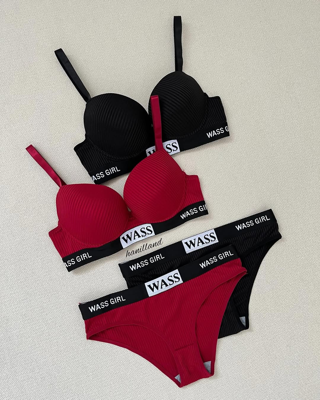 Wass Girl Letter Print Push-up Bra Set