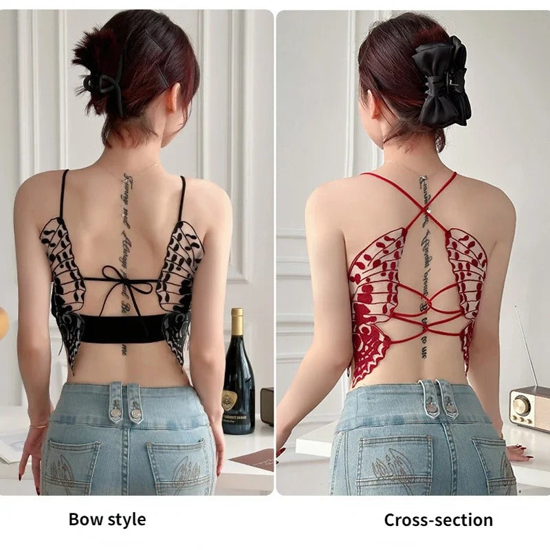 Butterfly Embroidery Inside and Outside Butterfly Lace Bra