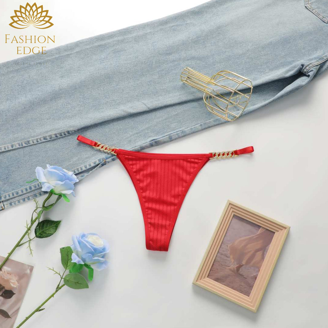 Women's Metal Design Panties Solid Color