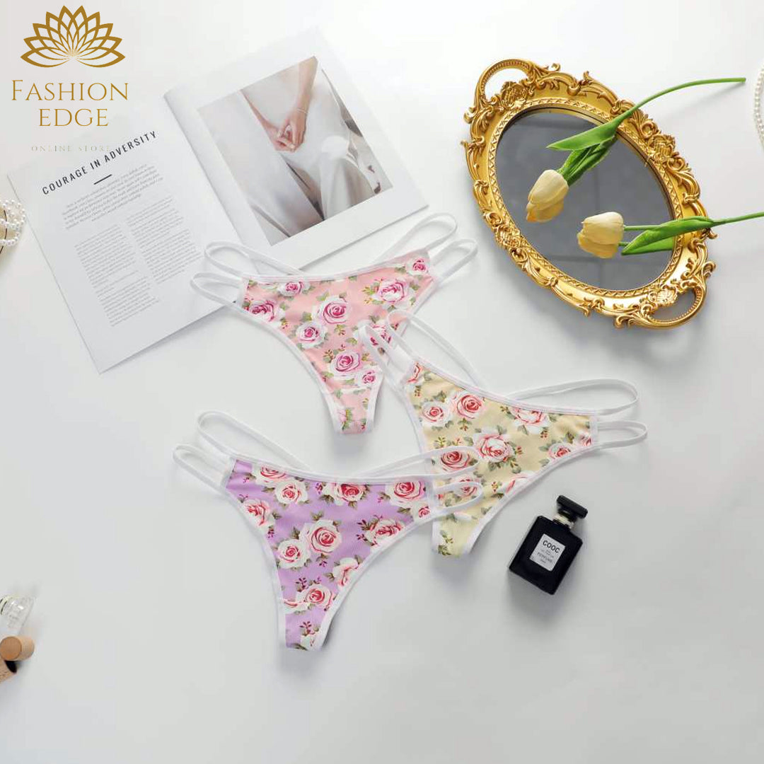 Women's Floral Hollow Out Brief Pack Of 3