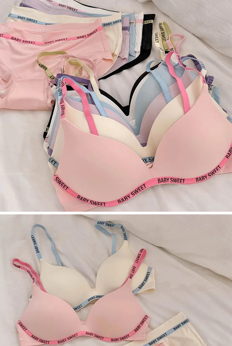 Baby Sweet Letter Print T-Shirt & Bra Set – Cute & Comfy