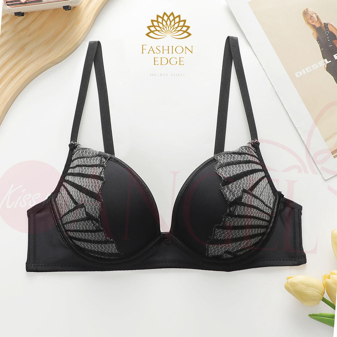 Hollow Mesh Out Transparent Wired Push-Up Bra