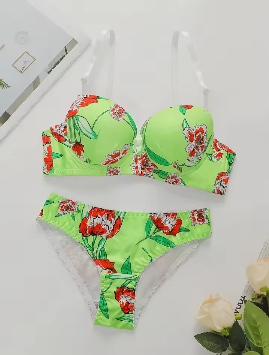 High-quality Multi-color Bra set Beautiful Print Push Up Bra Beach party bikini