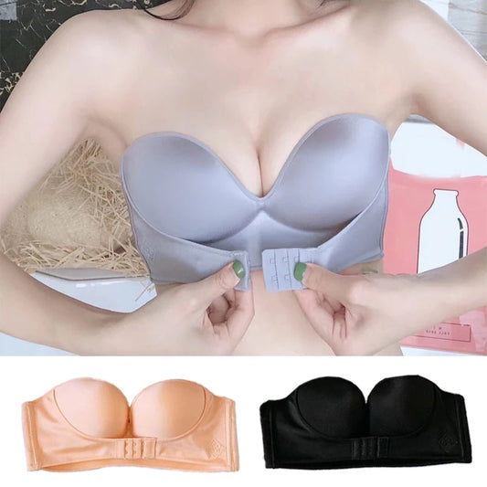 Strapless Paded Push-up Bra Front hook