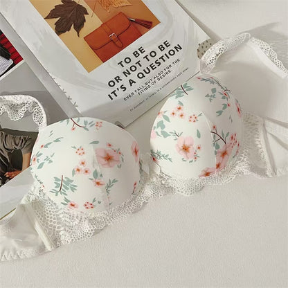 Floral printed Paded Push-up Bra Set