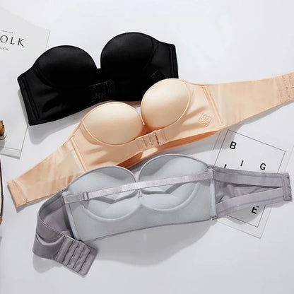 Strapless Paded Push-up Bra Front hook