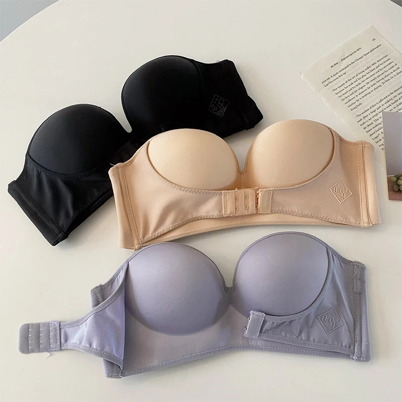 Strapless Paded Push-up Bra Front hook