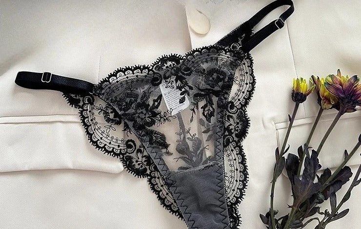Midnight Allure Sheer Bra Set