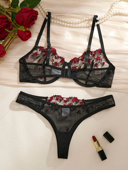 Scarlet Shadow Sheer Floral Lace Set