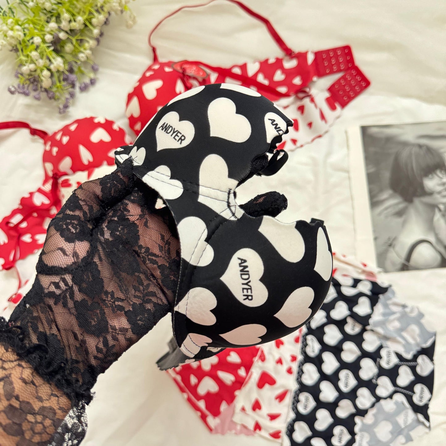 Heart Print Soft Bra Set♥️