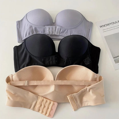 Strapless Paded Push-up Bra Front hook