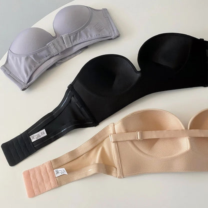 Strapless Paded Push-up Bra Front hook