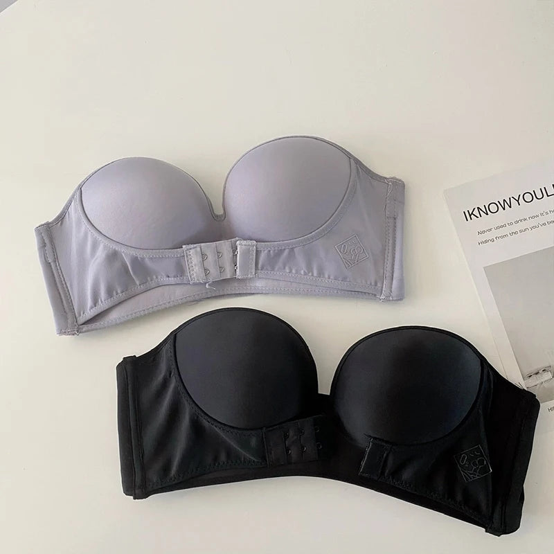 Strapless Paded Push-up Bra Front hook