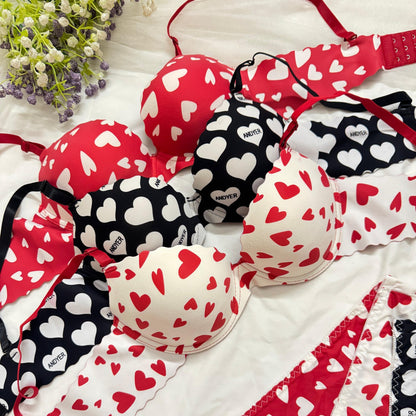 Heart Print Soft Bra Set♥️