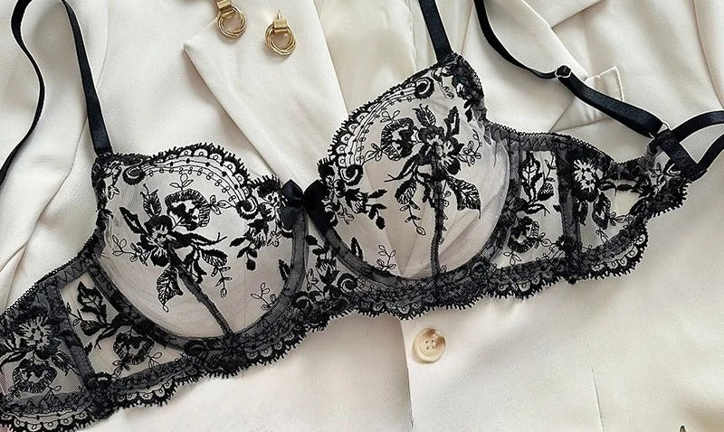 Midnight Allure Sheer Bra Set