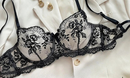 Midnight Allure Sheer Bra Set