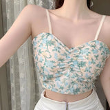 Women's Soft Paded Floral printed Camisole Spaghetti Straps