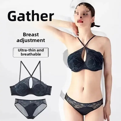 Hanging Neck Underwired Net Bra set