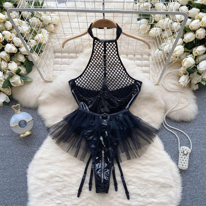 Sexy Erotic Lingerie Women Bodysuit See Through Mesh  Sleepwear