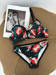 Fashion Cheek Floral Print Padded Bra and Panty Set