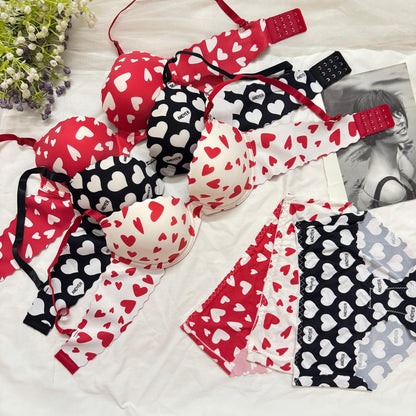 Heart Print Soft Bra Set♥️