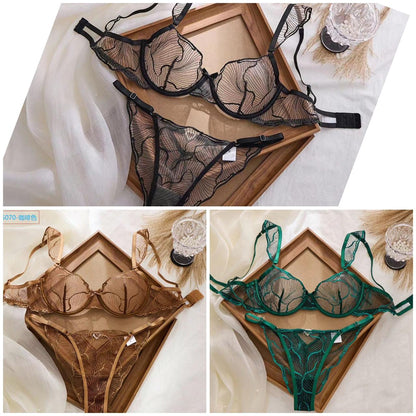 Elegant Flower Lace Lingerie Set Non Padded Wired bra – Soft Mesh Floral