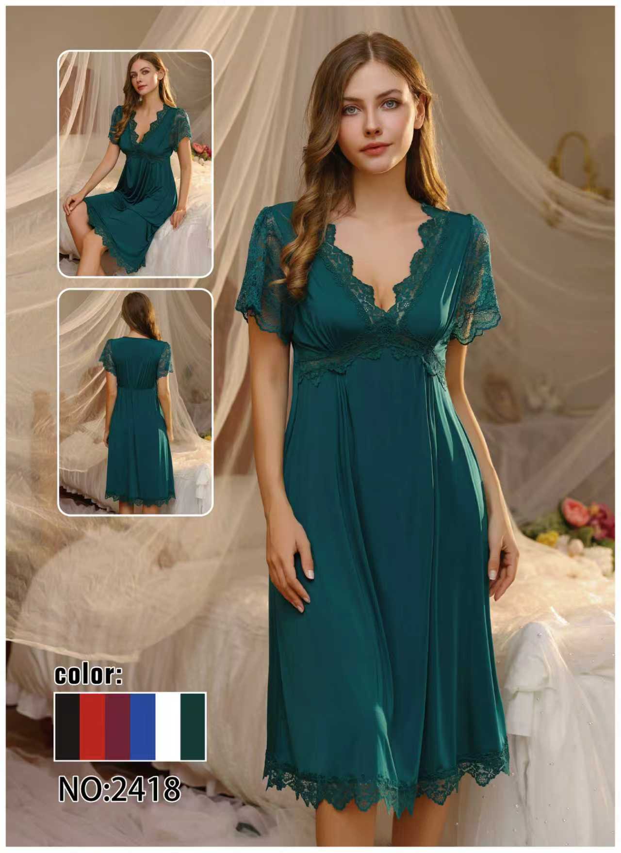 Emerald Lace Dream Nightgown