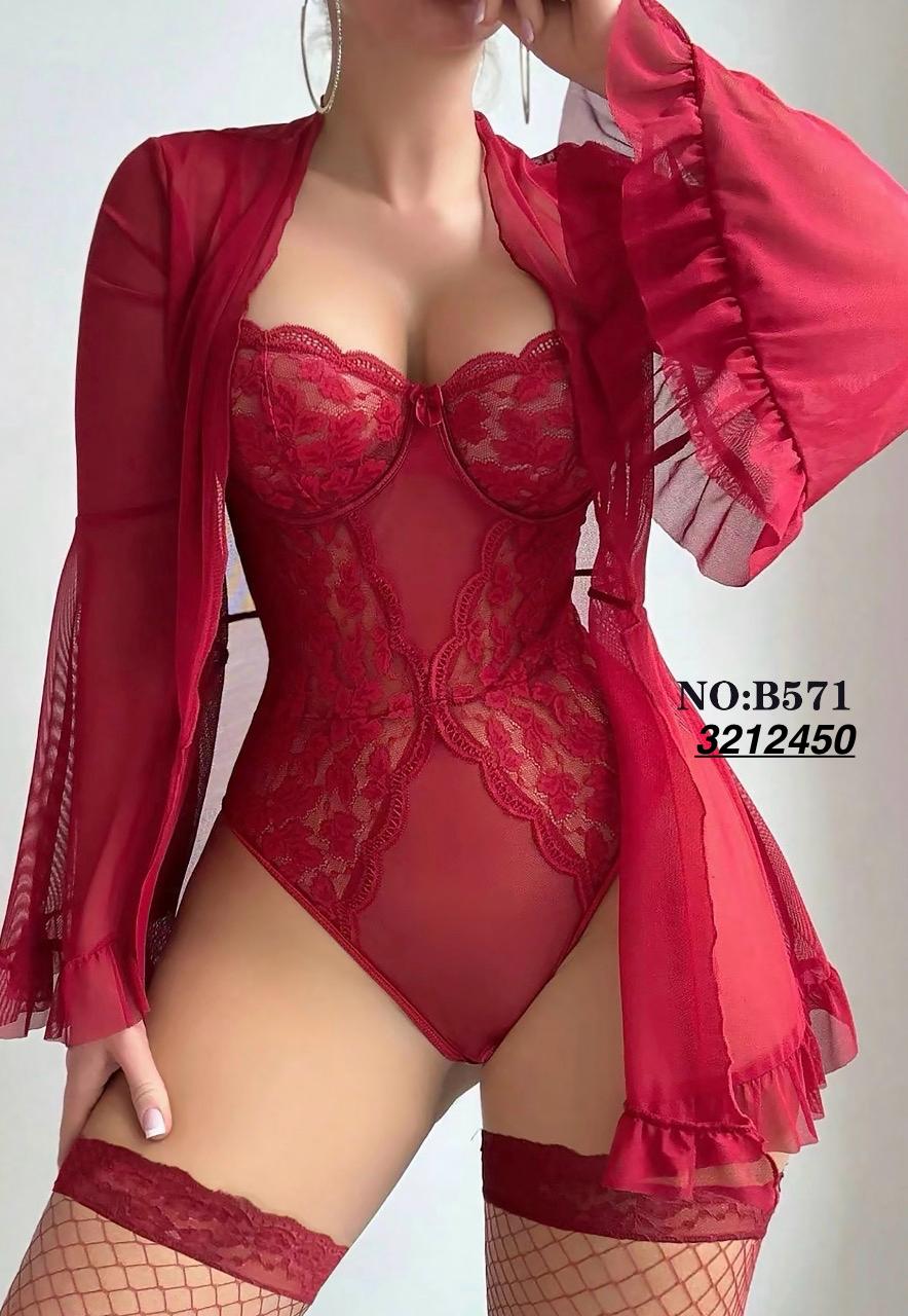 3pcs Royal Noir Lace Nighty