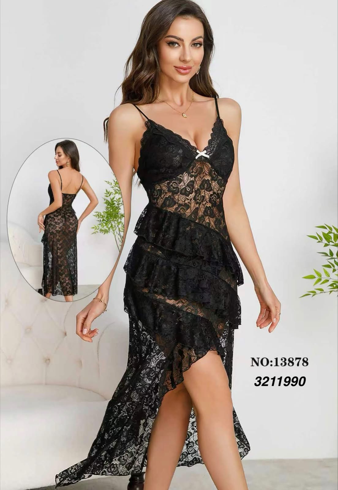 Bella Notte Tiered Lace Gown