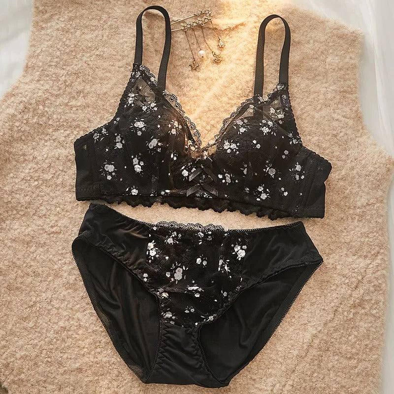 Graceful Allure Luxury Lace Bra & Bikini Brief Set