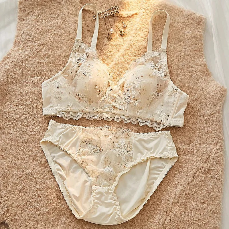 Graceful Allure Luxury Lace Bra & Bikini Brief Set