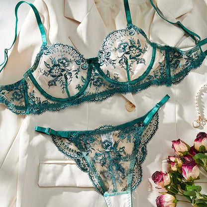 Midnight Allure Sheer Bra Set