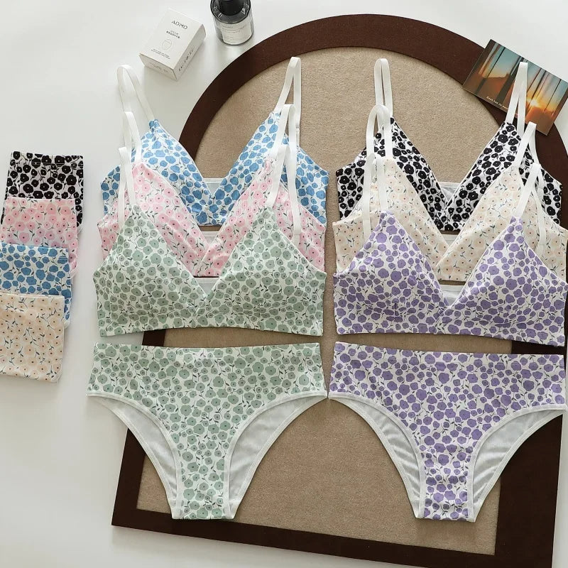 Ladies Imported Printed Bra Set