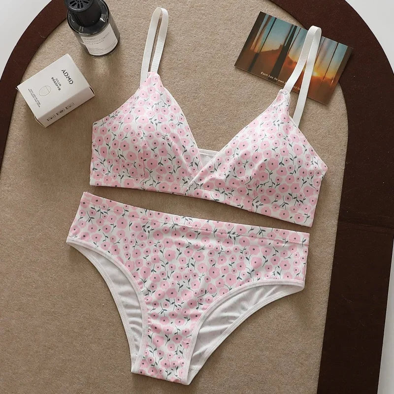 Ladies Imported Printed Bra Set