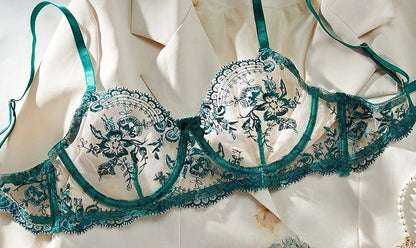 Midnight Allure Sheer Bra Set