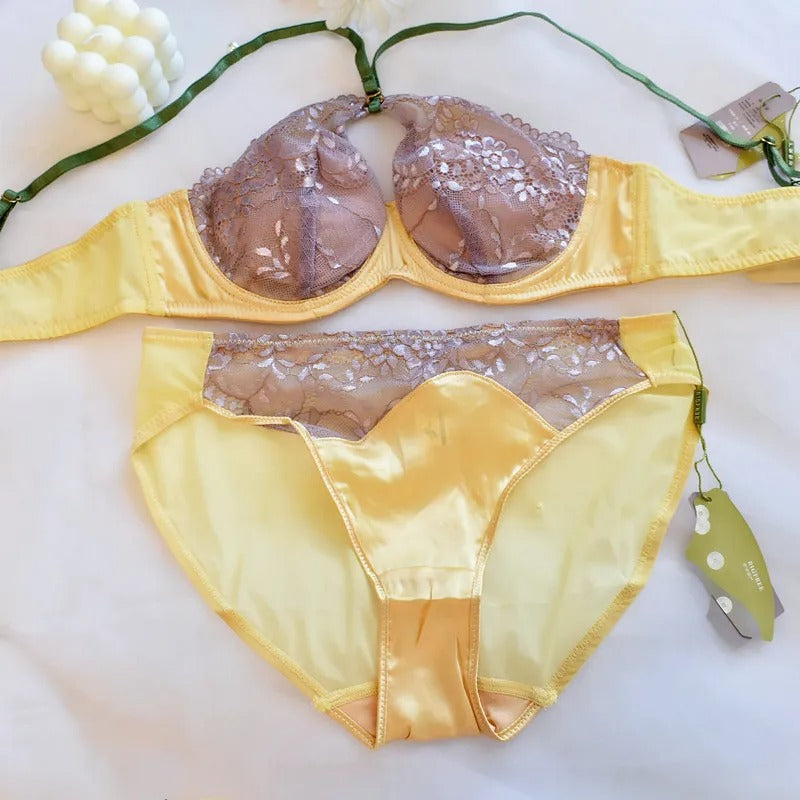 Hanging Neck Underwired Net Bra set