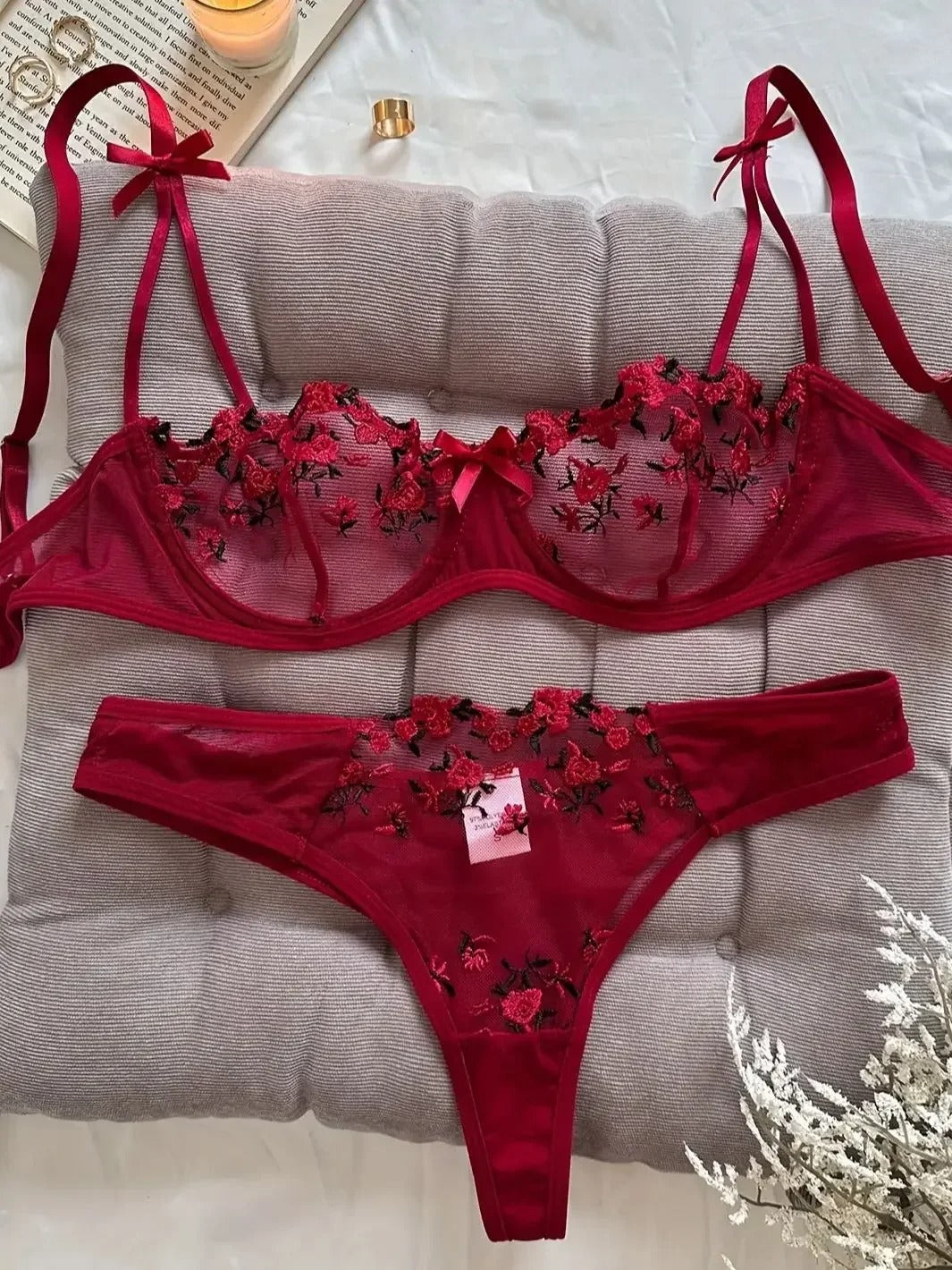Non-Padded wired Panty Set – Blossom Charm Embroidered