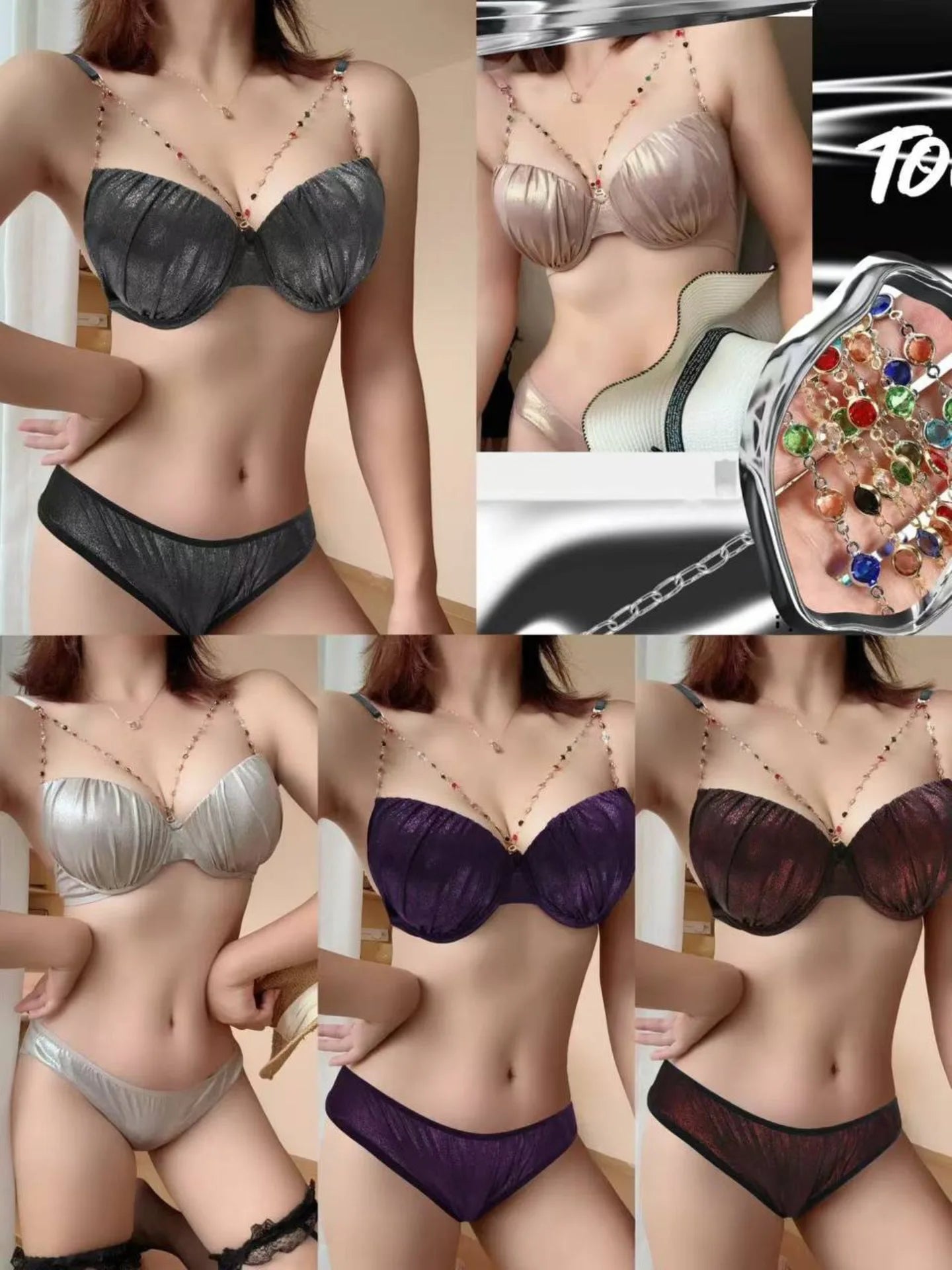 Sparkle Beads Elegance Bra Set – Removable Straps