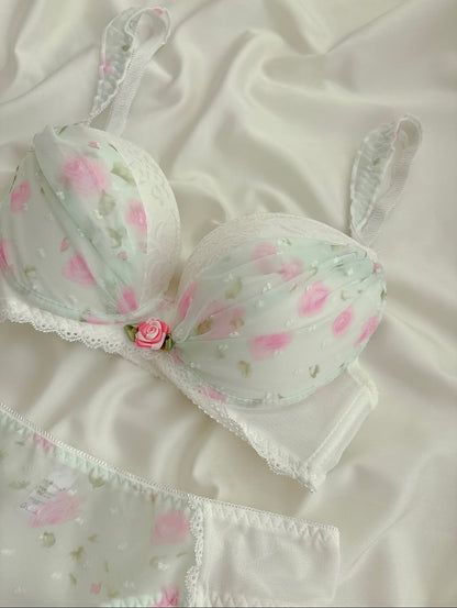 Premium Soft Mesh Floral Embroidered Bra & Panty Set