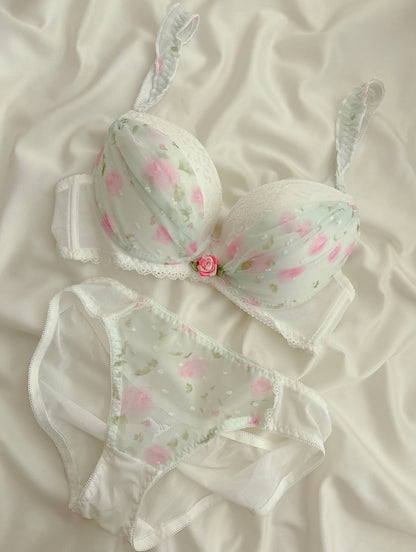Premium Soft Mesh Floral Embroidered Bra & Panty Set